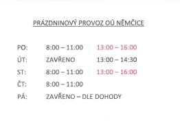 Prázdninový provoz
