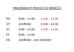 Prázdninový provoz 2022