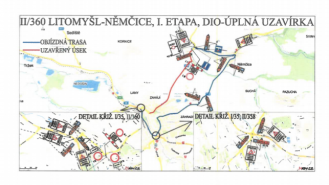 Uzavírka silnice Litomyšl - Němčice