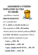 Výběr poplatku TKO ve Zhoř 27. 1. 2025